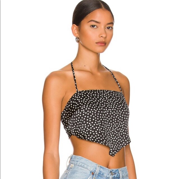 NEW Lovers + Friends Harper Top Black Polka Dot XS - Picture 3 of 6